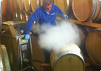 sanitise and clean wine barrels with high temperature steam vapour